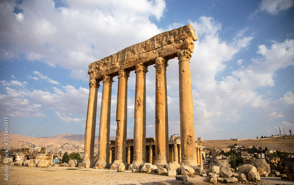 Roman ruins of ancient Heliopolis. Baalbek, Bekaa Valley, Lebanon.