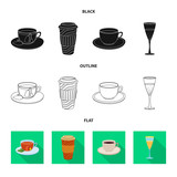 Vector design of drink and bar symbol. Set of drink and party vector icon for stock.