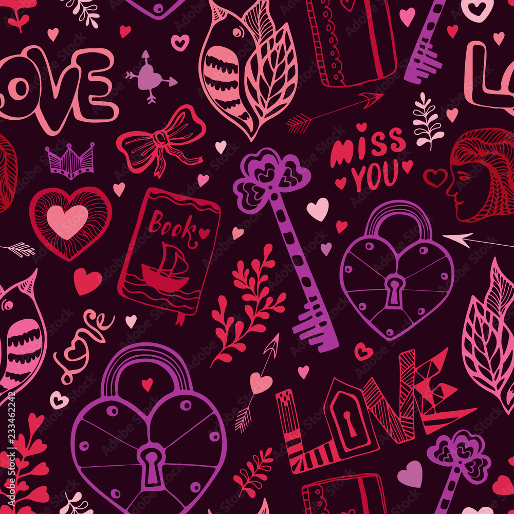 Girly seamless pattern. Fashion textile design. Teens style background. Cute  pattern for invitations, scrapbooks, cards, poster Stock Vector | Adobe  Stock