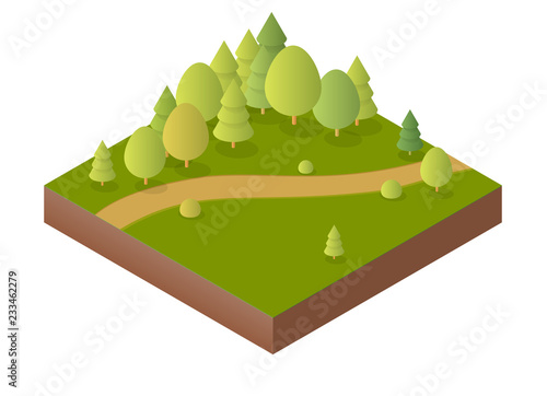 Nature forest landscape of isometric