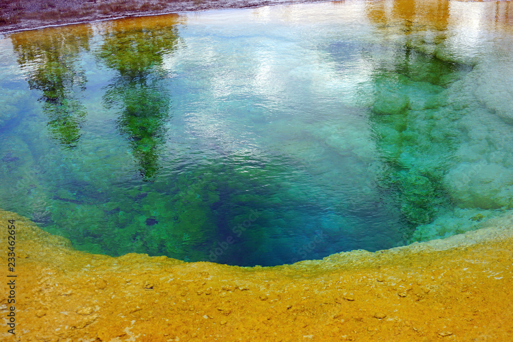 View of the Morning Glory pool in Yellowstone National Park, United States