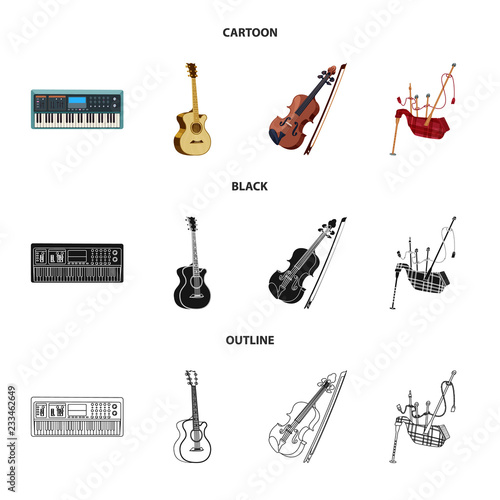 Isolated object of music and tune sign. Collection of music and tool stock symbol for web.