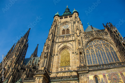 Gothic towers of St. Vitus's cathedral, Prague, Czech Republic