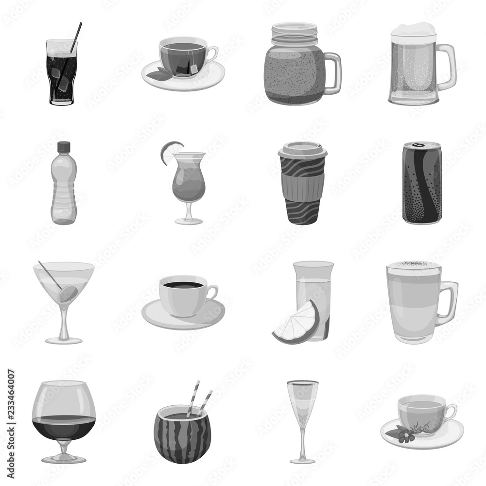 Vector illustration of drink and bar logo. Set of drink and party vector icon for stock.