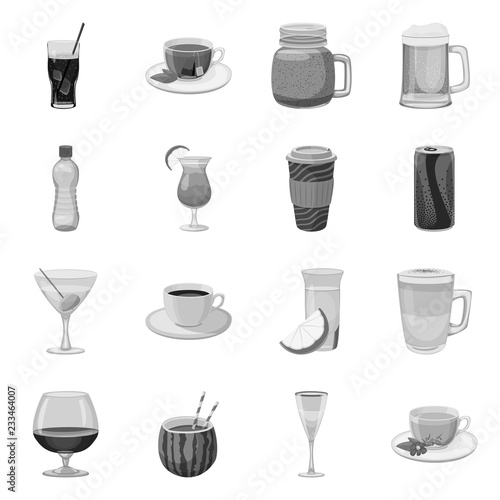 Vector illustration of drink and bar logo. Set of drink and party vector icon for stock.