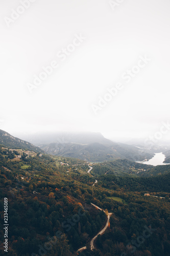 Landscape with mountains and clouds in Pyrenees