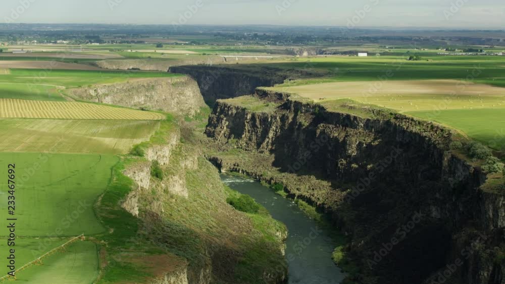 Aerial view Snake River valley agriculture Idaho USA