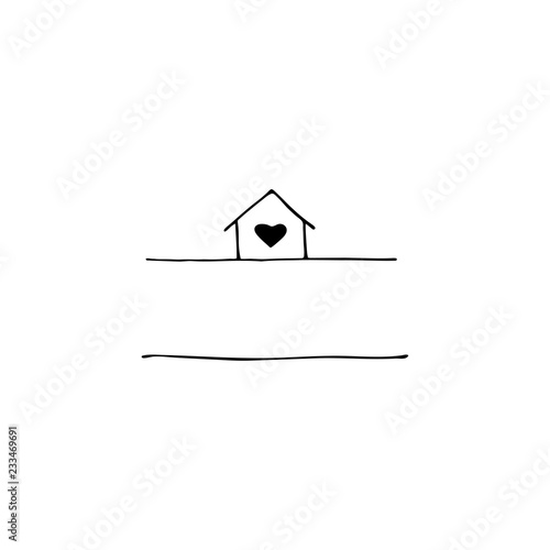 Vector hand drawn icon, house. Logo element for pets related business.
