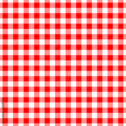 Gingham red seamless pattern. Checkered plaid design background.