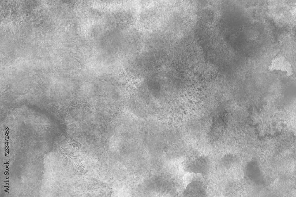 Silver watercolor background on white paper. Paint leaks and ombre effects. Silver watercolor background on white paper. Paint leaks and ombre effects.