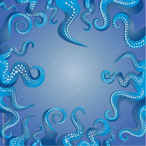 Tentacles of an octopus blue and white  frame