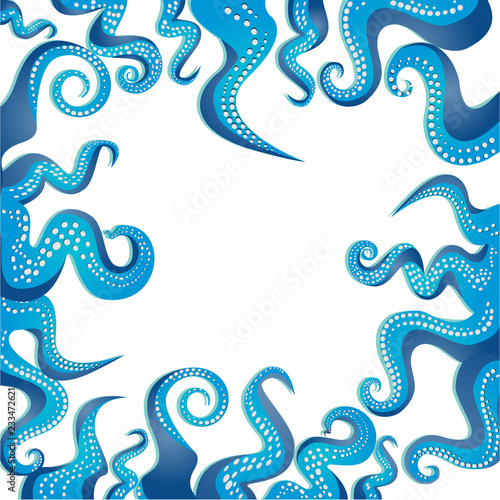 Tentacles of an octopus blue and white  frame