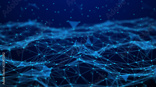 Abstract technology background. Network connection. Artificial intelligence. Science background. Big data digital background. 4k rendering.