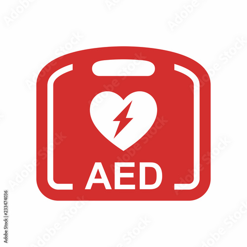 Emergency first aid defibrillator vector icon