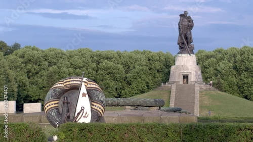 Wreath of glory at the foot of the monument to the warrior-liberator in Treptow Park. Berlin. photo