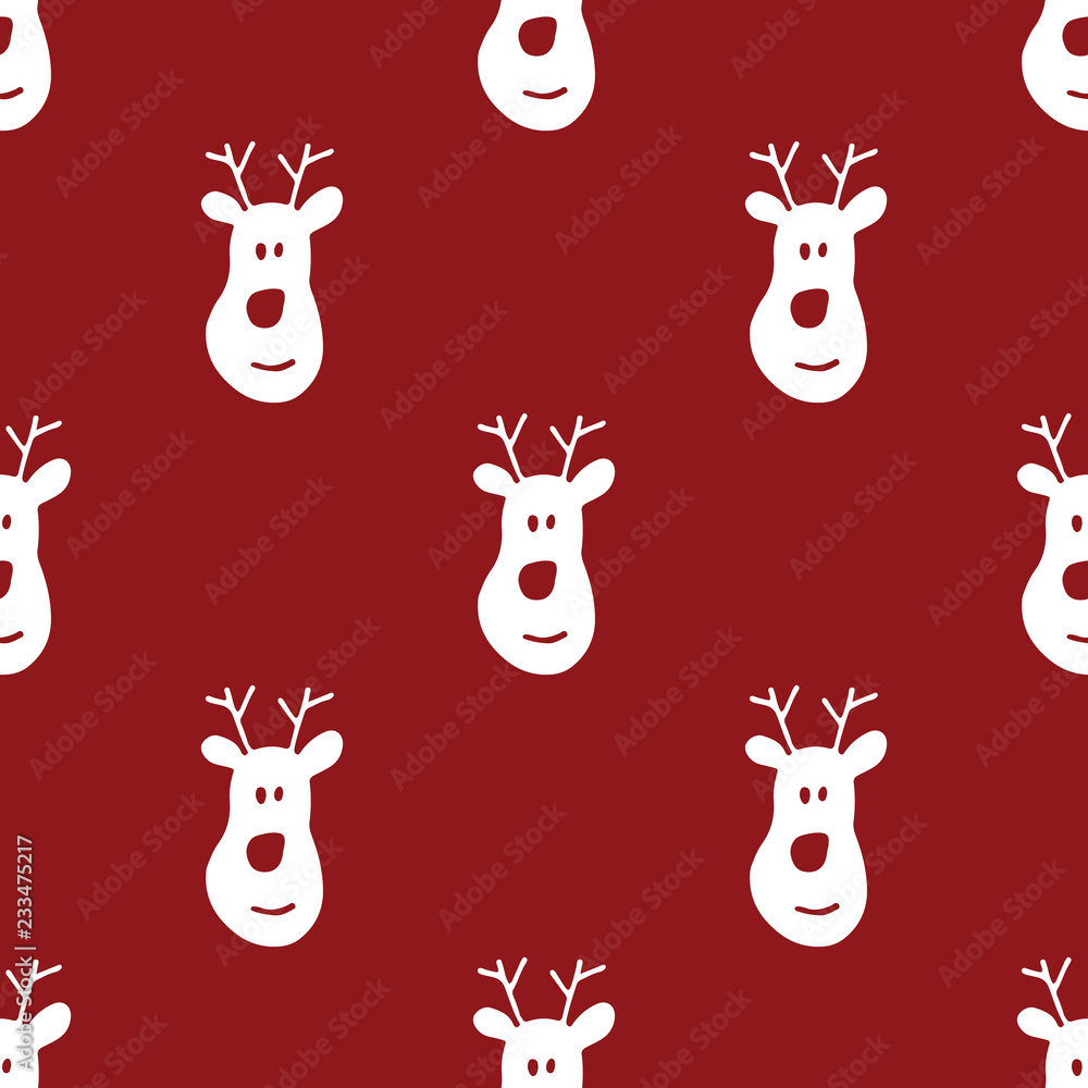 New Year and Christmas seamless pattern, hand drawn reindeer doodles Seamless Pattern. Background Vector Illustration New Year and Christmas seamless pattern, hand drawn reindeer doodles Seamless Pattern. Background Vector Illustration