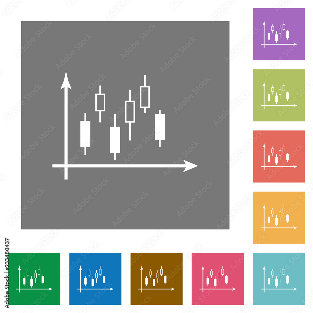 Candlestick graph with axes square flat icons