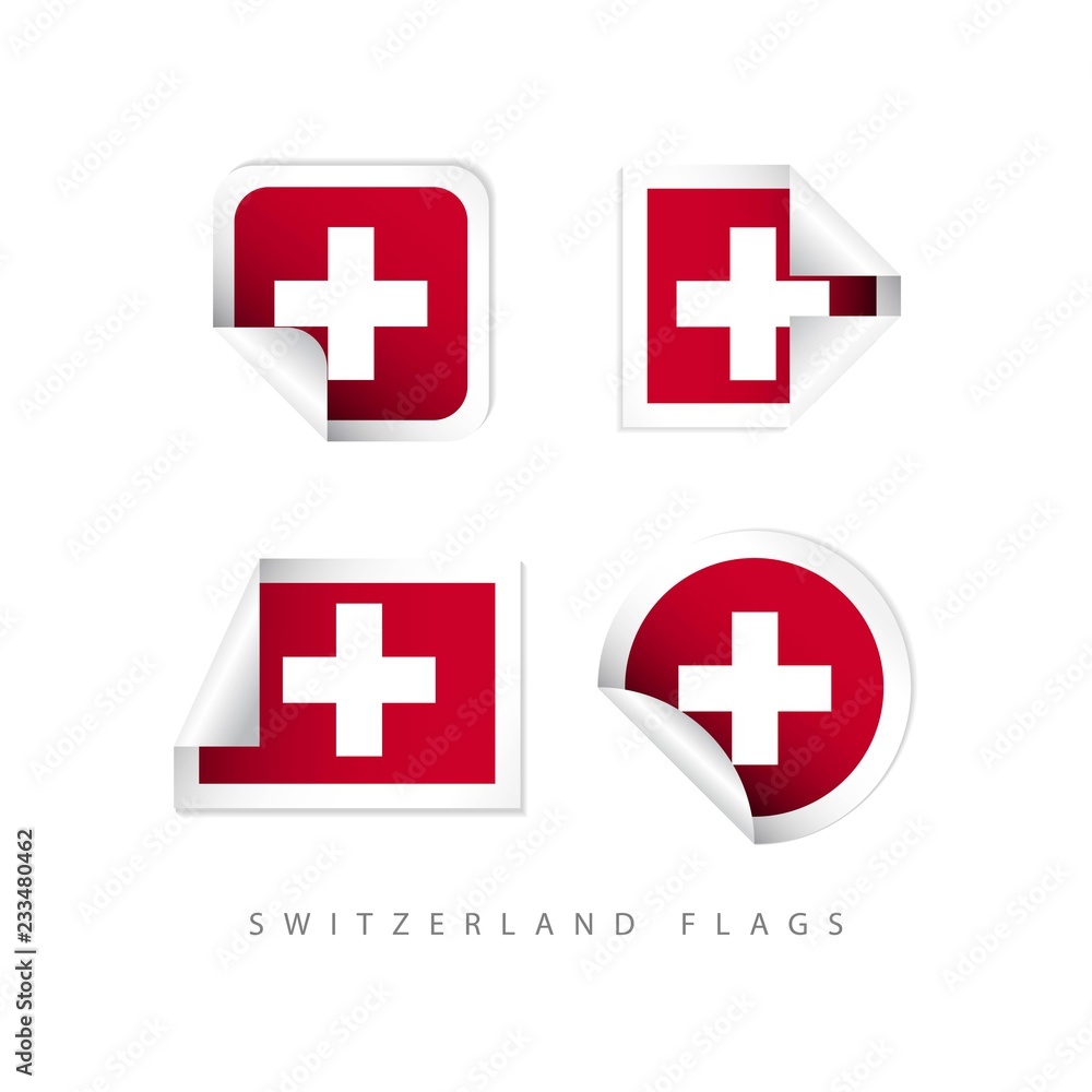 Switzerland Label Flags Vector Template Design Illustration Switzerland Label Flags Vector Template Design Illustration