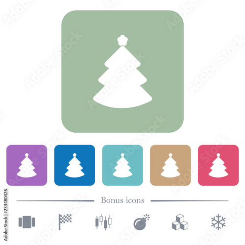 Christmas tree flat icons on color rounded square backgrounds photo