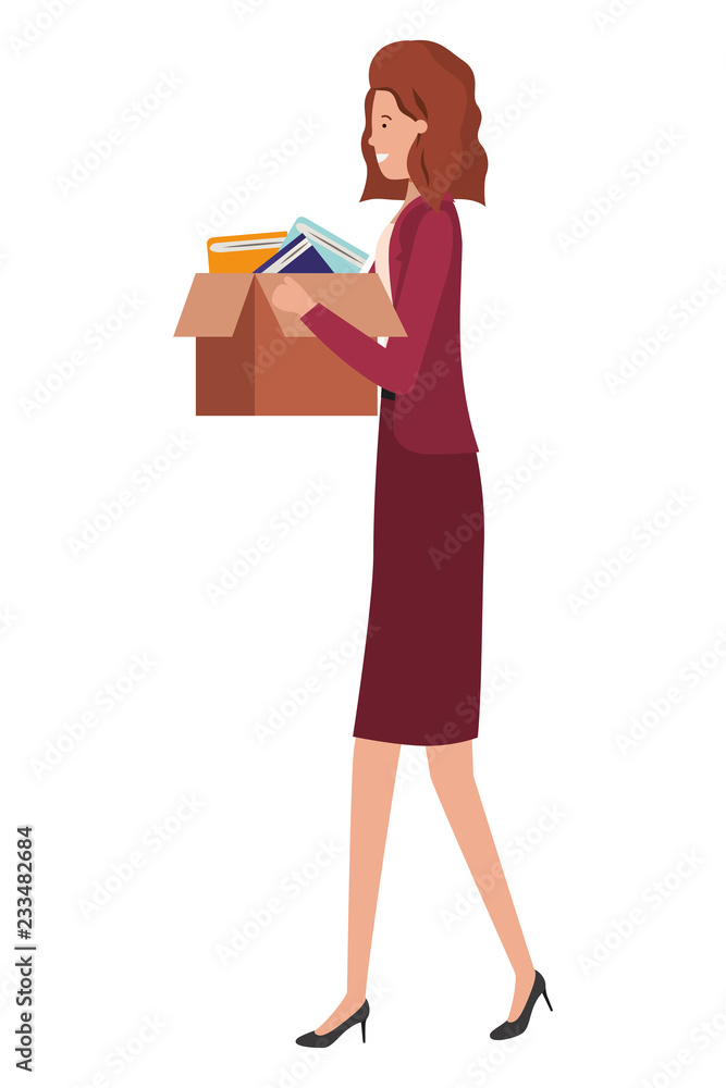 young woman with cardboard box avatar character young woman with cardboard box avatar character