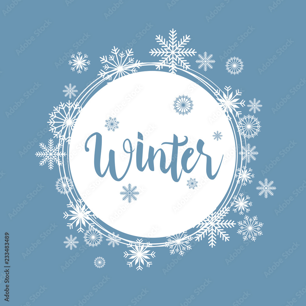 Cool Winter Snowflake Frame Wreath Greeting Card Background Cool Winter Snowflake Frame Wreath Greeting Card Background