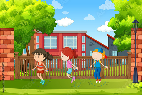 Children jumping the rope