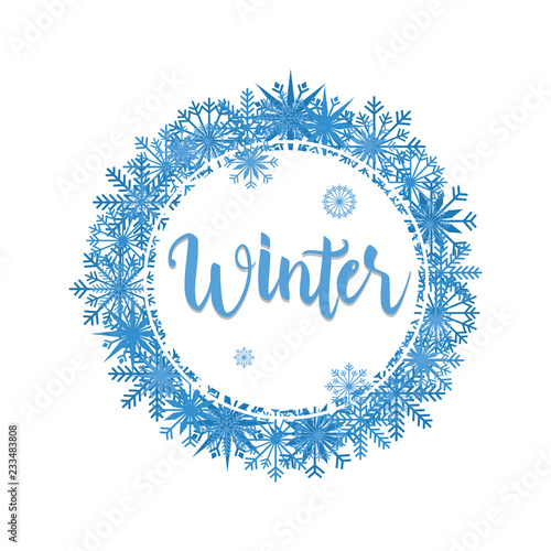Cool Winter Snowflake Frame Wreath Greeting Card Background