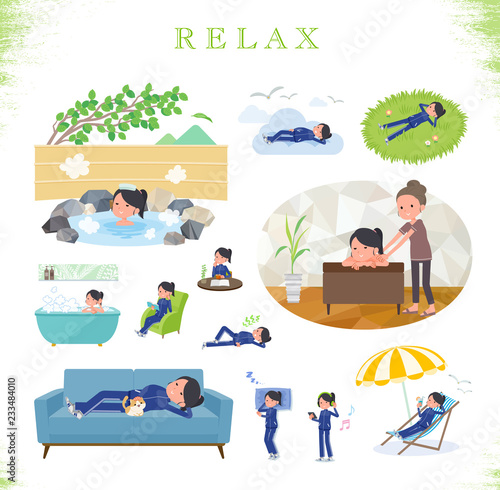 flat type school girl Blue jersey_relax