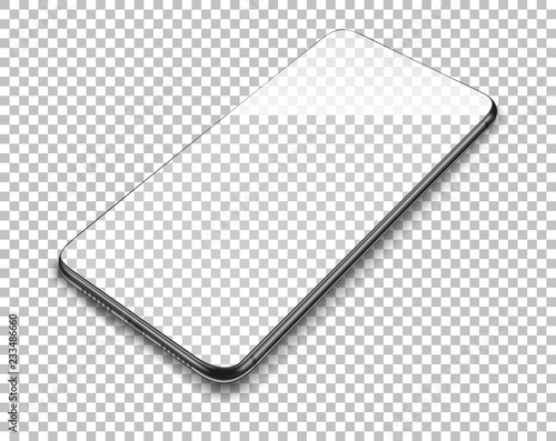 Realistic smart phone on transparent background.