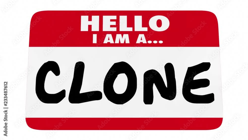 Hello I Am a Clone Duplicate Copy Name Tag Sticker 3d Animation Stock ビデオ Adobe Stock
