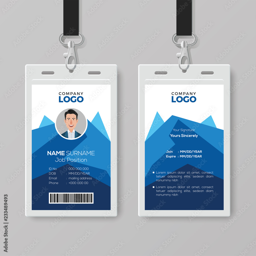 Creative ID Card Template with Abstract Blue Geometric Background Creative ID Card Template with Abstract Blue Geometric Background