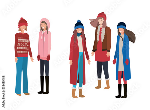 women with winter clothes avatar character