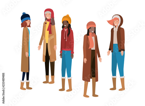 women with winter clothes avatar character