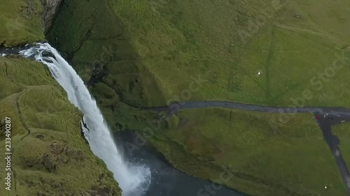 HD - Seljalandsfoss WarerFall - Aerial Revleaing Footage - Epic photo