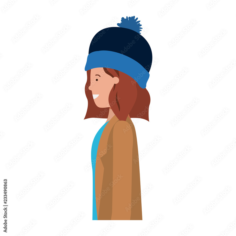 young woman with winter clothes avatar character young woman with winter clothes avatar character