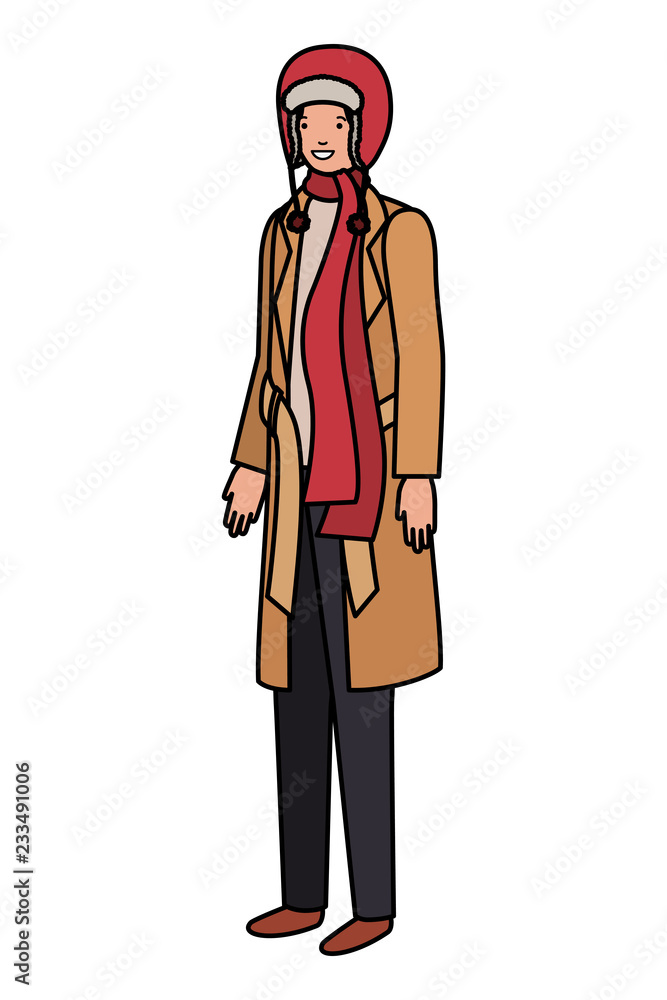 young man with winter clothes avatar character young man with winter clothes avatar character