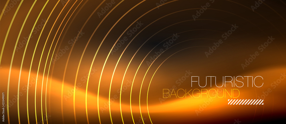 Dark abstract background with glowing neon circles Dark abstract background with glowing neon circles
