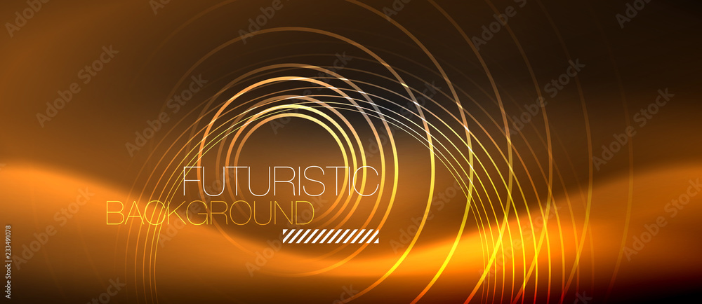 Dark abstract background with glowing neon circles Dark abstract background with glowing neon circles