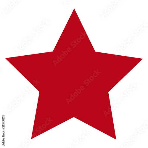 Red five-pointed star. Abstract concept. Vector illustration on white background.
