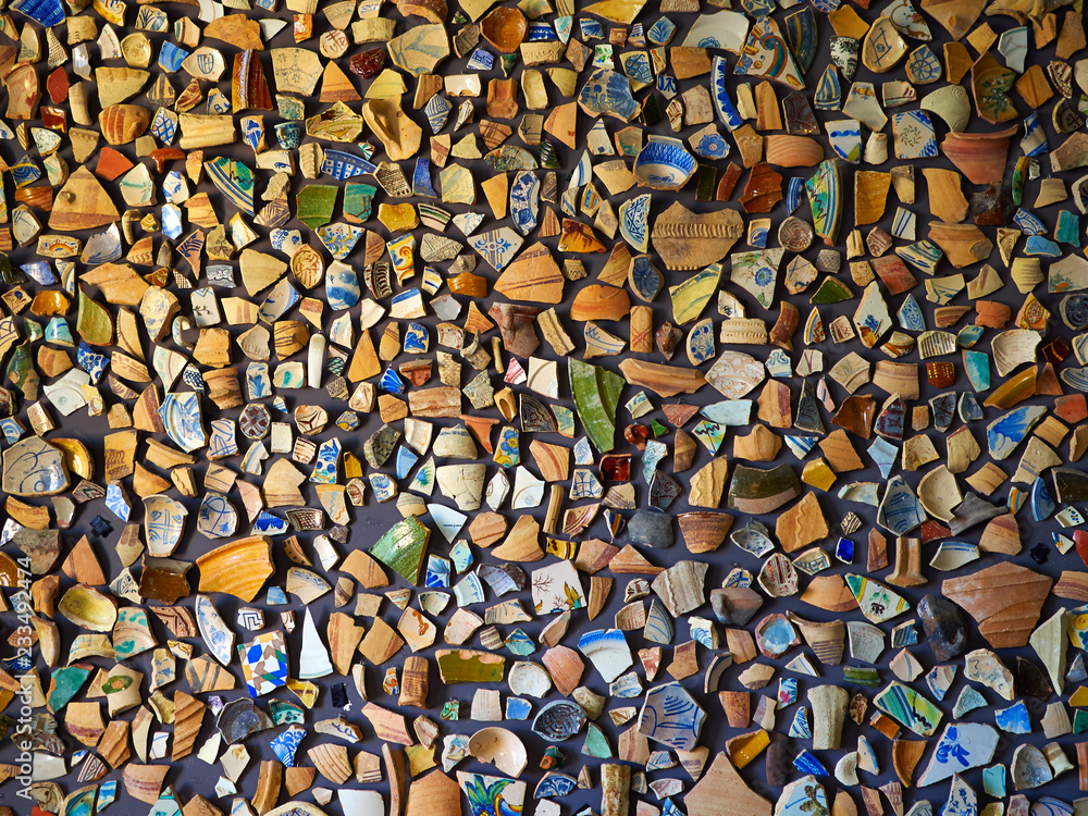 Abstract background made of old ceramic pots pieces Abstract background made of old ceramic pots pieces