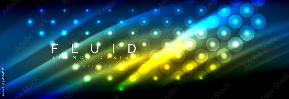 Obraz premium Liquid neon flowing waves, glowing light lines background