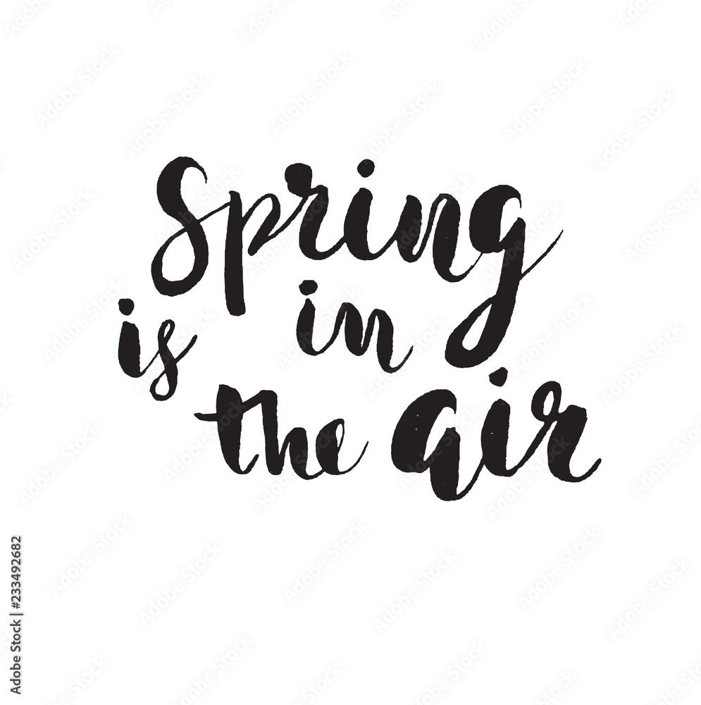 Spring is in the air hand drawn inspiration quote. Spring is in the air hand drawn inspiration quote.