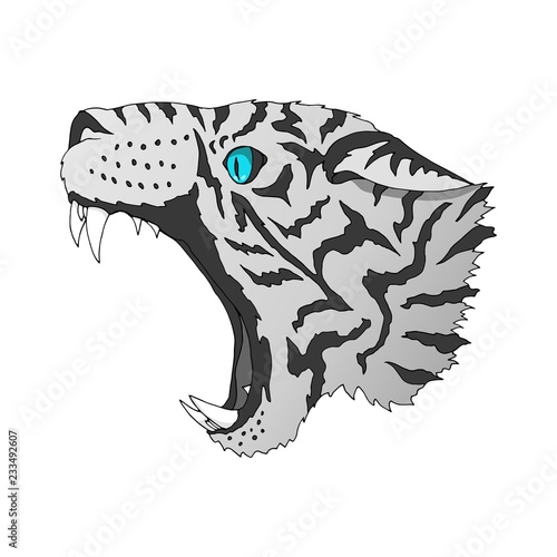 Vector angry snow leopard portrait. Tiger predator head colorful isolated photo