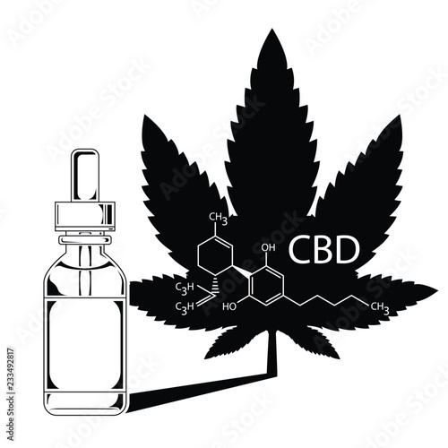 Medical Marijuana Cannabis Oil Extract In Bottle silhouette vector