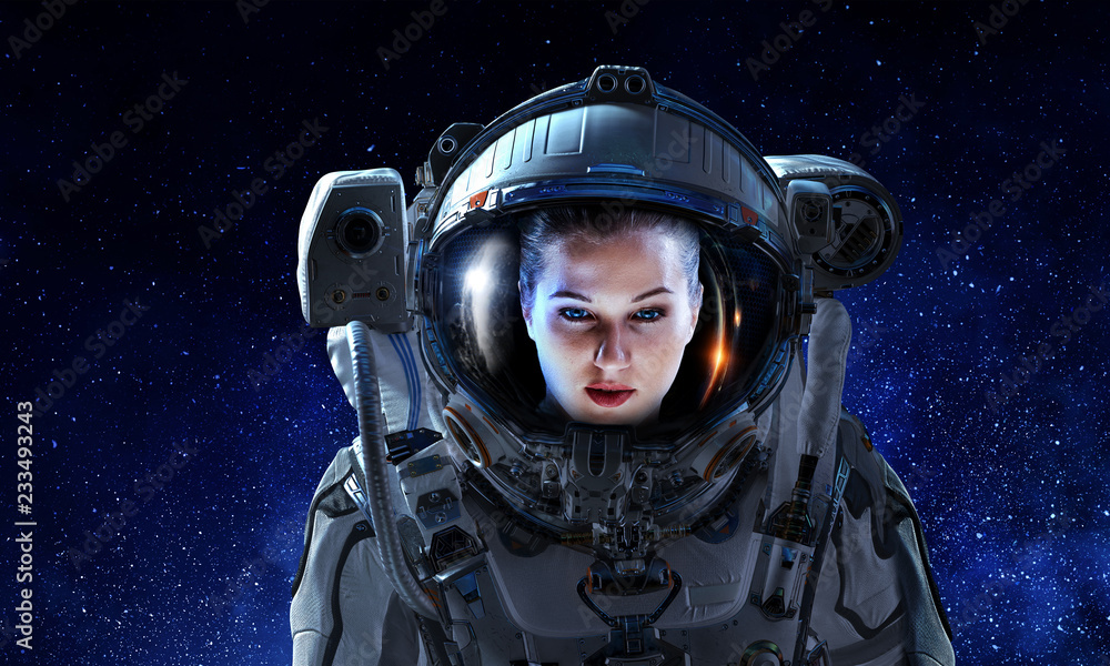 Attractive woman in spacesuit Attractive woman in spacesuit