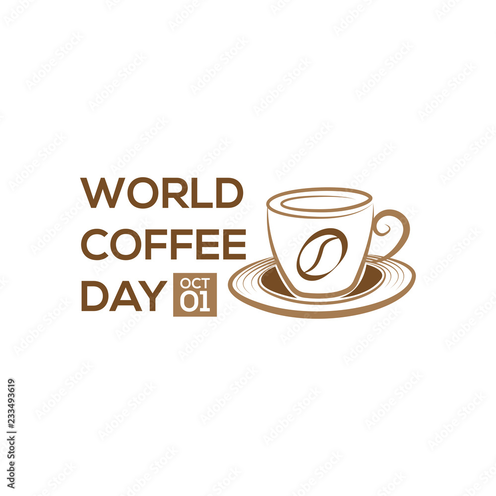 1 October International coffee day Logo. World Coffee day Logo Icon vector illustration on white background. 1 October International coffee day Logo. World Coffee day Logo Icon vector illustration on white background.