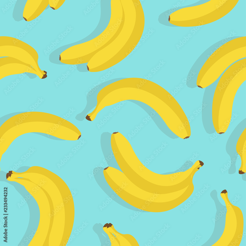 Seamless stylish pattern with fresh yellow bananas in flat style. Seamless stylish pattern with fresh yellow bananas in flat style.