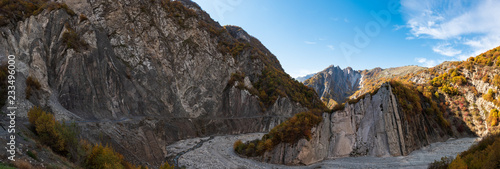 Panoramic view of the mountain road in the gorge