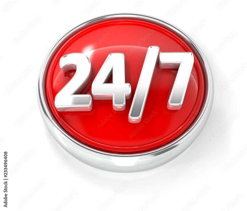 Support pointer icon on glossy red round button Support pointer icon on glossy red round button