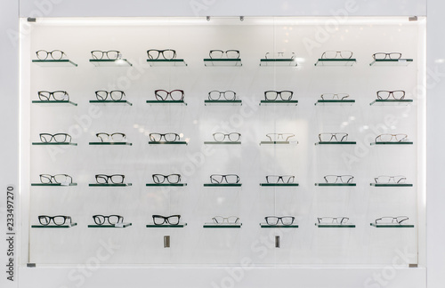 A lot of glasses at isolated shopping window